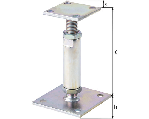 Nastaviteľná pätka podpery so závitom a štvorcovou doskou