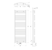 Technický nákres radiátora s rozmermi