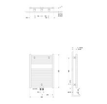 Technický nákres radiátora s rozmermi