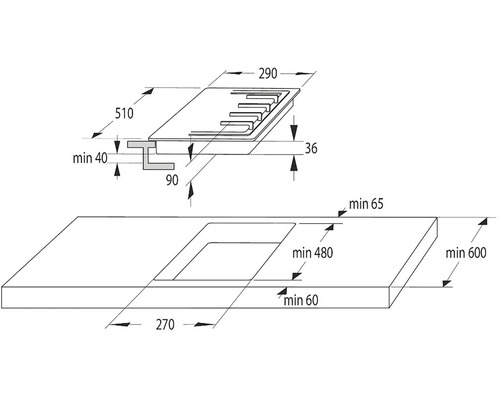 Montážne rozmery varnej dosky