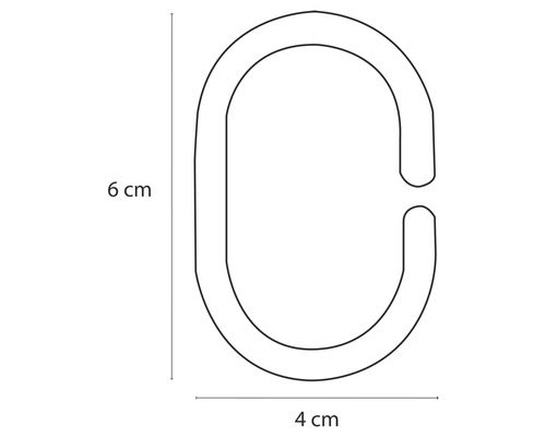 Krúžok na sprchový záves s rozmermi 6 x 4 centimetre