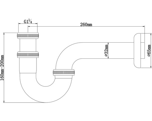 Obrázok sifónu s rozmermi