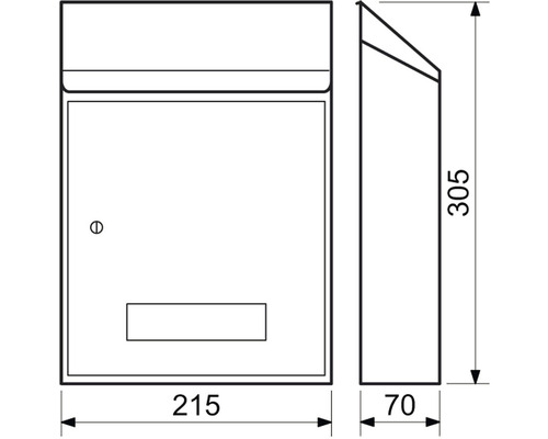 Technický výkres poštovej schránky s rozmermi