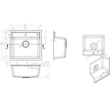 Granitový drez Vima s batériou Grohe Eurosmart 500x530 mm antracit
