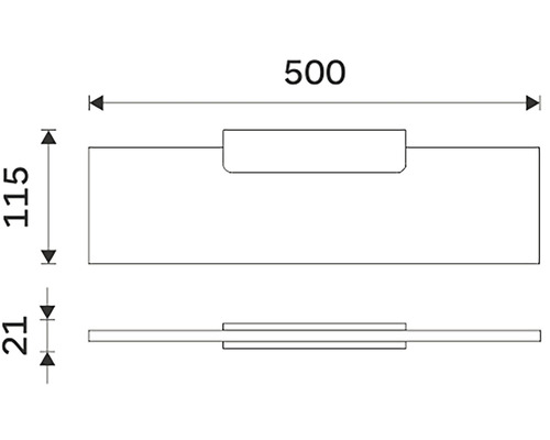 Technický výkres nábytkovej rukoväte s rozmermi
