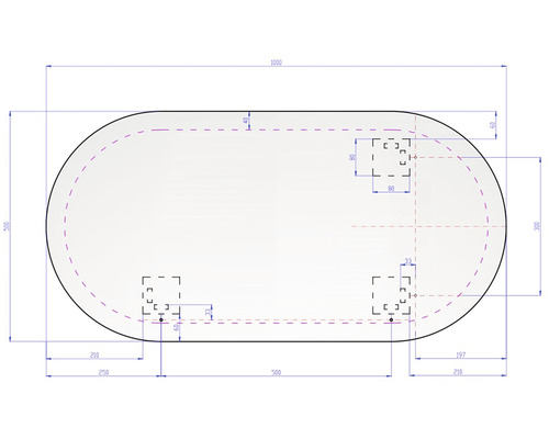 Technický výkres stolovej dosky s rozmermi