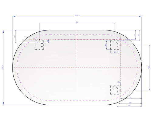 Výkres stolovej dosky s rozmermi