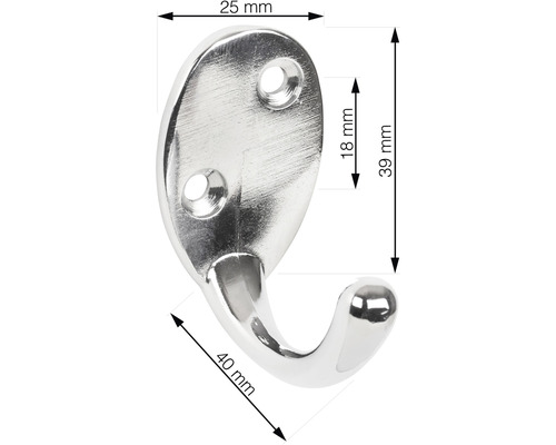 Samostatný vešiak na šaty s rozmermi 25 x 39 x 40 milimetrov.