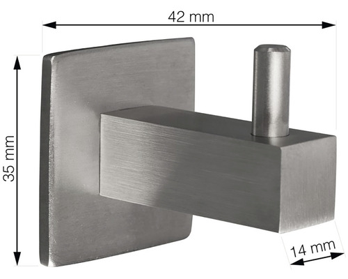 Nerezový vešiak na šaty s rozmermi 42 mm x 35 mm x 14 mm