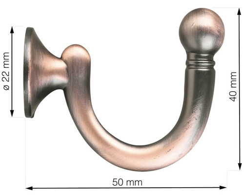 Kovový vešiakový hák s rozmermi 50 x 40 x 22 milimetrov