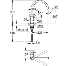 Granitový drez Vima s batériou Grohe Bau Loop 500x530 mm sivý