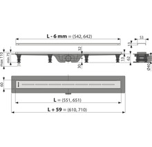 Sprchový žľab form & style Ramree 650 x 62 mm objemový prietok odtoku 27 l/min mriežka z nehrdzavejúcej ocele matná
