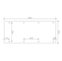 Technický nákres s rozmermi 846 x 354 mm