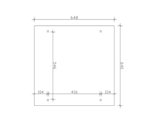 Technický výkres s rozmermi 648 x 640 mm