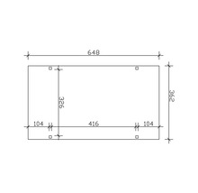 Technický nákres s rozmermi: 648 x 362 mm