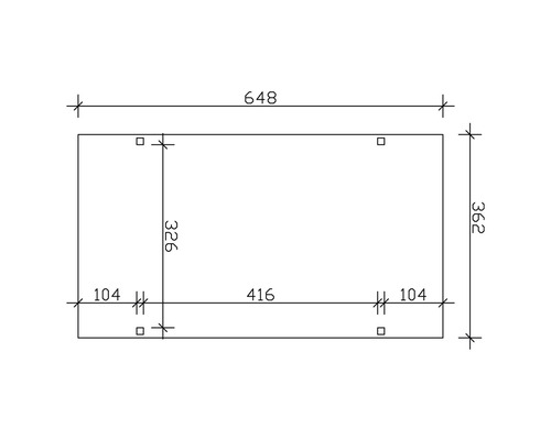 Technický nákres s rozmermi: 648 x 362 mm