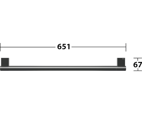 Rozmery tyče na uteráky: šírka 651 mm a hĺbka 67 mm
