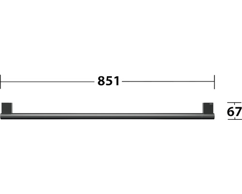 Technický nákres držiaka na uteráky s rozmermi 851 milimetrov na šírku a 67 milimetrov na výšku