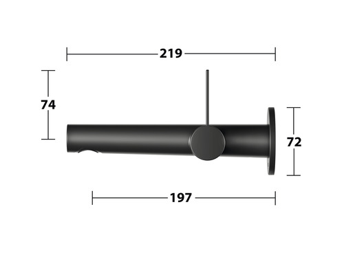 Obrázok vodovodnej batérie s rozmermi.
