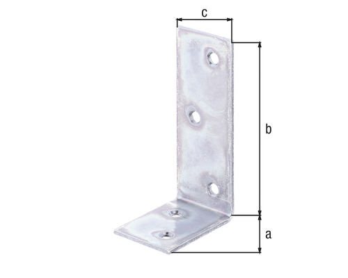 Rohový spojovník s rozmermi a, b a c.