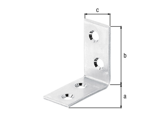 Rohový spojovací prvok z kovu s otvormi a rozmermi