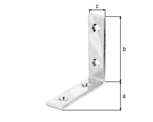 Rohový spoj s otvormi a rozmermi a, b, c