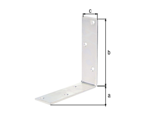 Rohový spojovací prvok s rozmermi a, b a c.