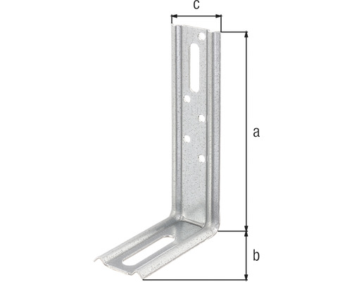 Rohová spojka s rozmermi a, b a c