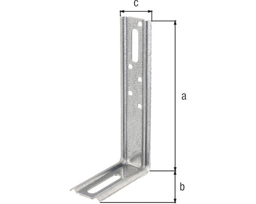 Rohová spojka s dierovaným vzorom a rozmermi a, b, c