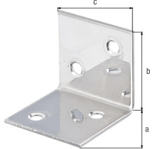 Rohová spojka s rozmermi a, b a c