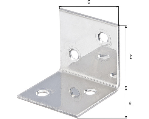 Rohová spojka s rozmermi a, b a c