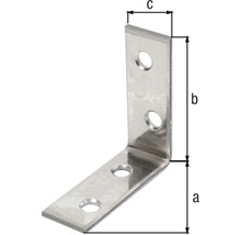 Kovový uholník s otvormi a rozmermi a, b a c.