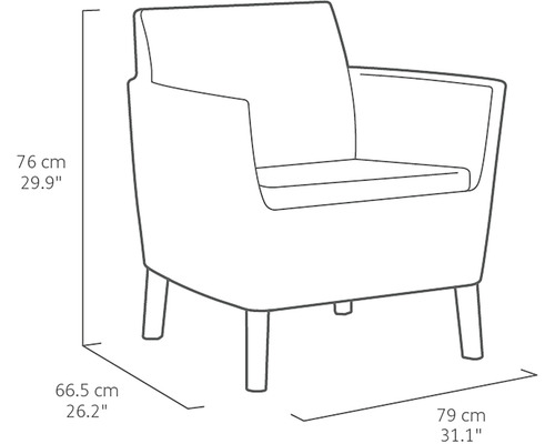 Nákres kresla s rozmermi