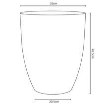 Technický nákres kvetináča s rozmermi 35 cm šírka, 42,5 cm výška a 20,5 cm hĺbka.