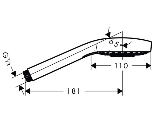 Technický nákres sprchovej hlavice s rozmermi