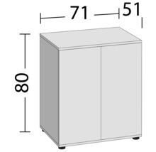 Obrázok spodnej skrinky s rozmermi 80 x 71 x 51 centimetrov.