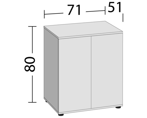 Obrázok spodnej skrinky s rozmermi 80 x 71 x 51 centimetrov.