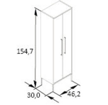 Technický nákres vysokej skrine s rozmermi