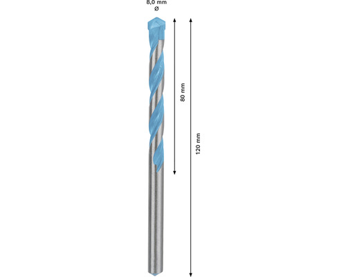 Vrták do kameňa s priemerom 8,0 mm a dĺžkou 120 mm.