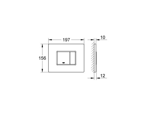 Technický nákres ovládacieho panela s rozmermi.