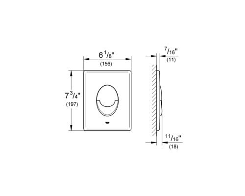 Technický nákres ovládacieho tlačidla s rozmermi