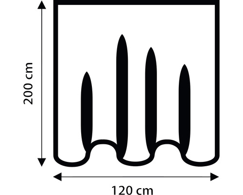 Rozmery sprchového závesu: 200 centimetrov na výšku a 120 centimetrov na šírku