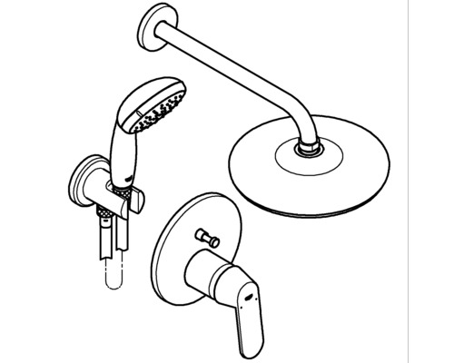 Sprchová súprava s hlavovou sprchou, ručnou sprchou a pákovou batériou