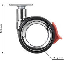 Nábytkové koliesko Ø 75 mm otočné s brzdou