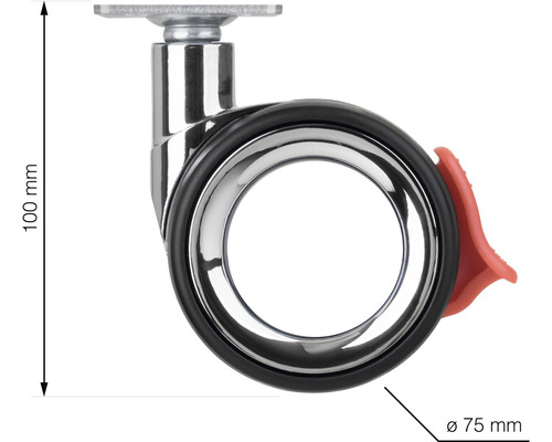 Nábytkové koliesko s parkovacou brzdou, priemer 75 mm a výška 100 mm
