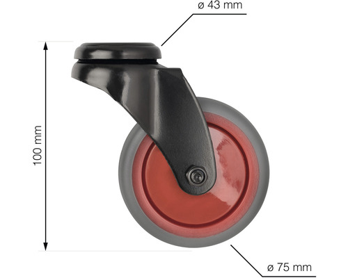 Otočné koliesko s priemerom 75 mm a výškou 100 mm