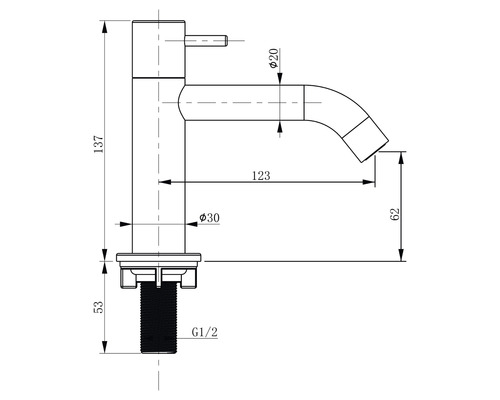 Technický výkres armatúry s rozmermi