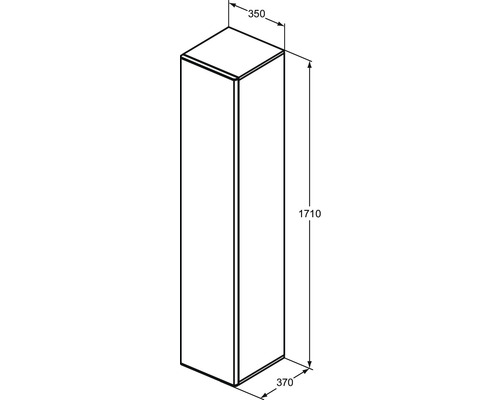 Technický nákres skrine s rozmermi 350, 370 a 1710 milimetrov.