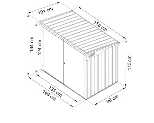 Technický nákres záhradného domčeka s rozmermi