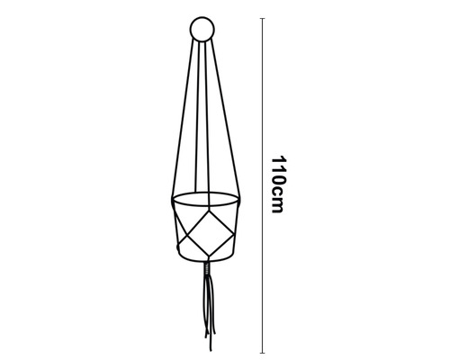 Závesný kvetináč s dĺžkou 110 centimetrov.